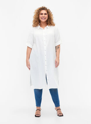 Cotton shirt dress with short sleeves, Snow White, Model image number 2