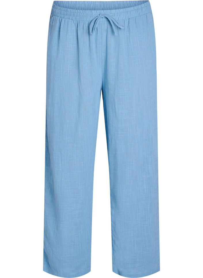 FLASH - Straight fit trousers with high waist, Blue, Packshot image number 0