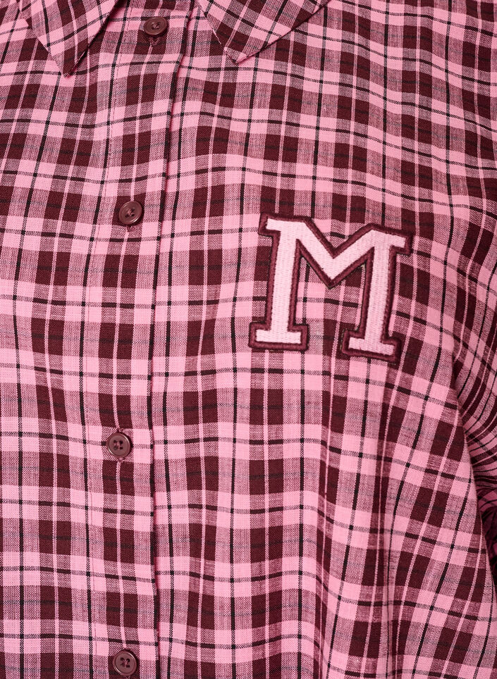 Long checked shirt with 3/4 sleeves, Pink, Packshot image number 2
