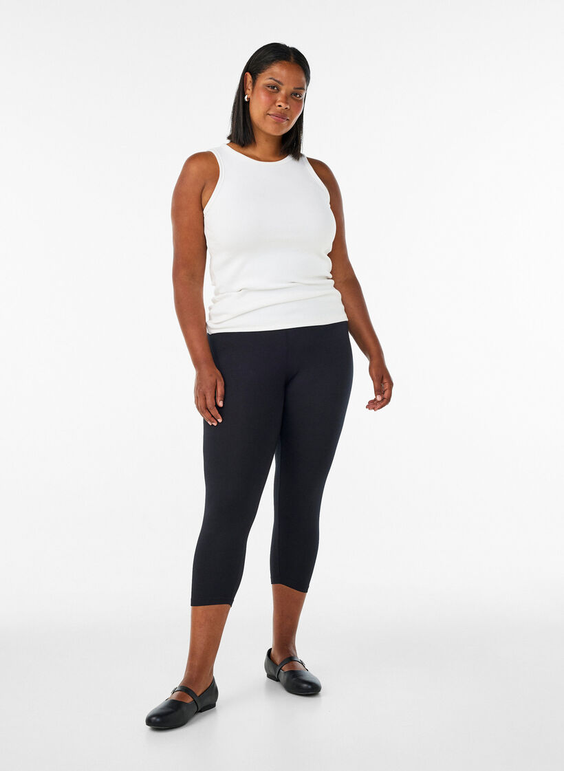 Basic 3/4 leggings in viscose, Black, Model image number 0
