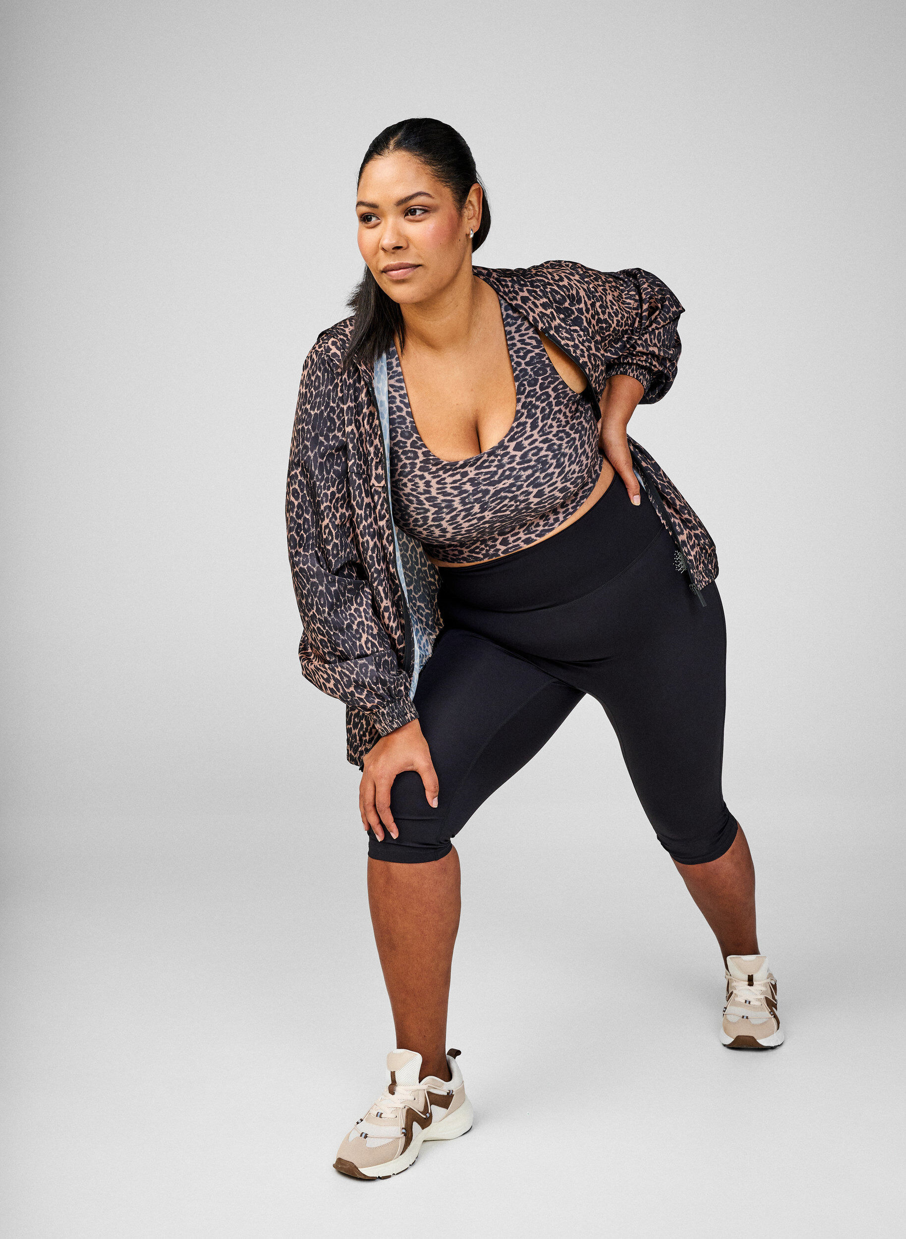 Zizzifashion CORE, Squat-proof 3/4 workout leggings with pocket, Black, Image image number 0