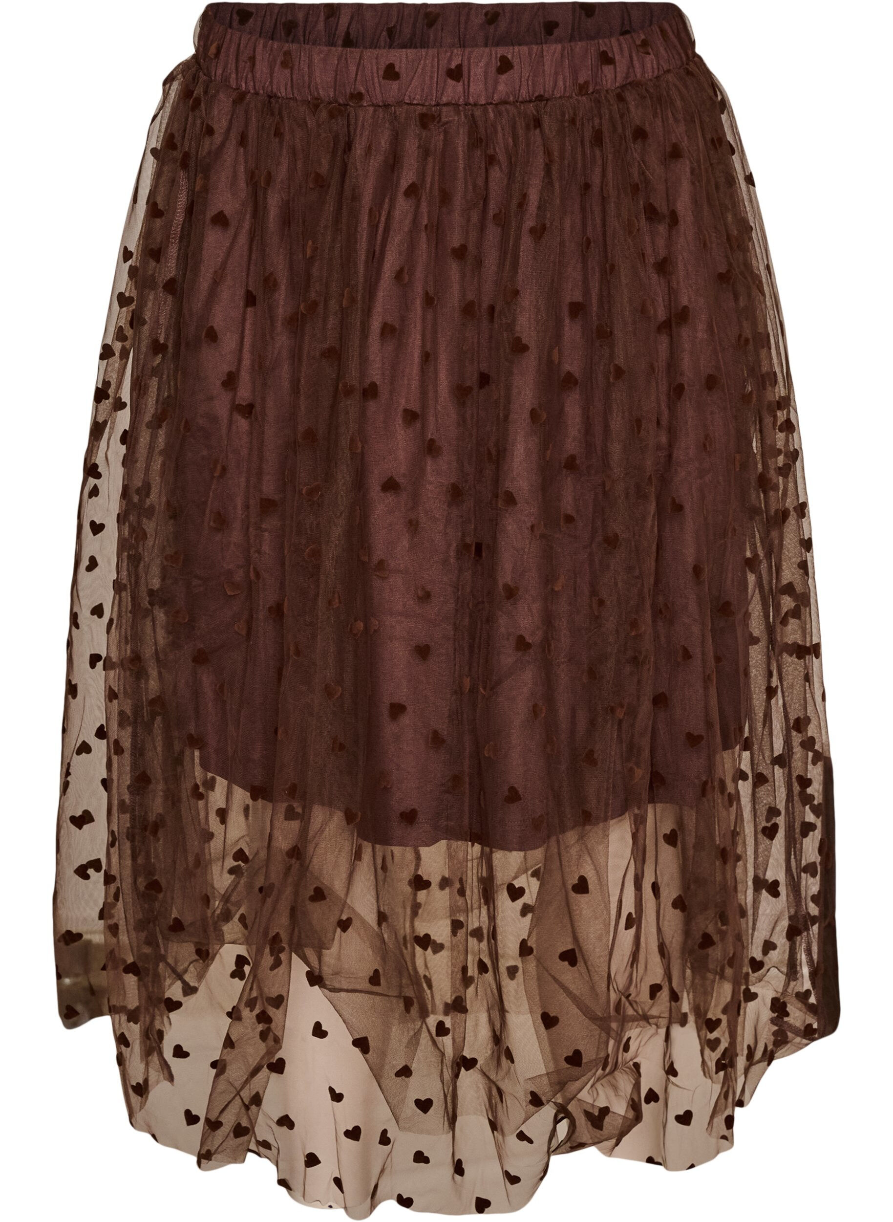 ZizzifashionMidi tulle skirt with hearts, Brown, Packshot image number 0