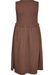 Sleeveless cotton midi dress with rib and muslin, Brown, Packshot image number 1