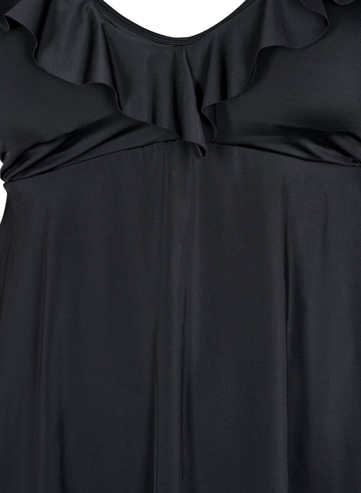 Swimdress with ruffles and removable padding, Black, Packshot image number 2