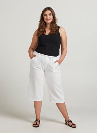 3/4 pants, Bright White, Model image number 0