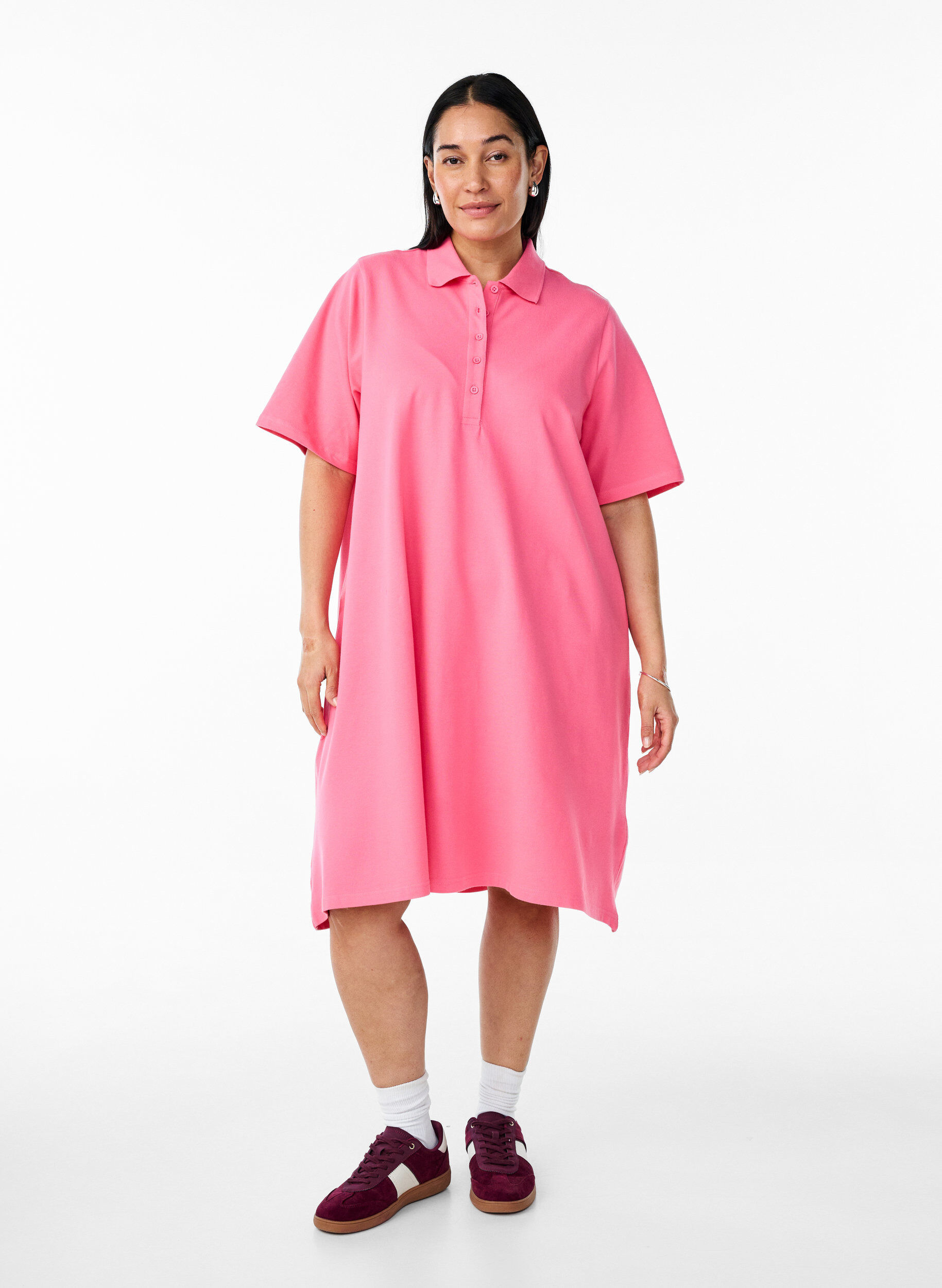 Zizzifashion Short A-line polo dress, Pink, Model image number 0