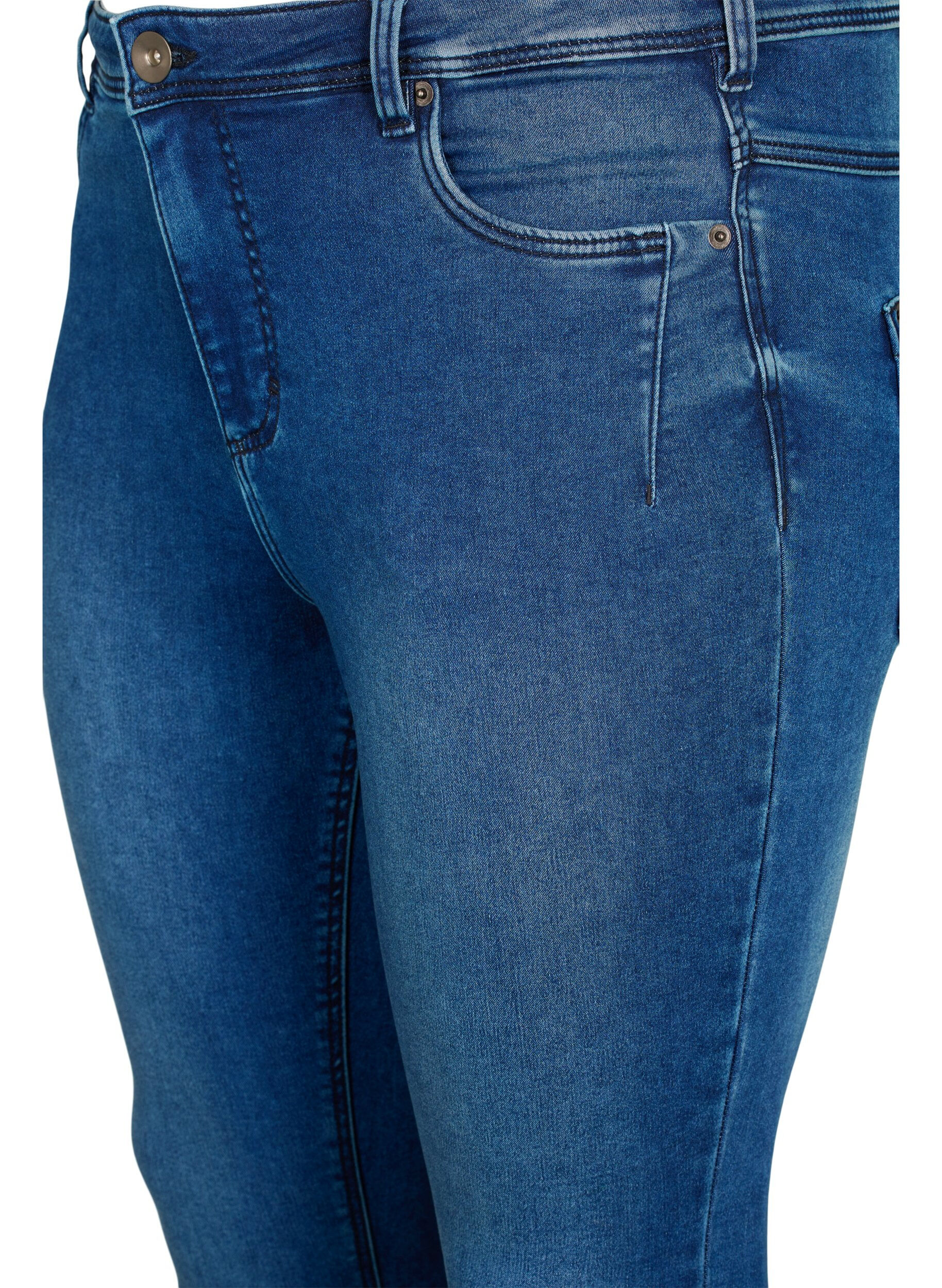 Zizzifashion Cropped Amy jeans with zipper detail, Blue, Packshot image number 2