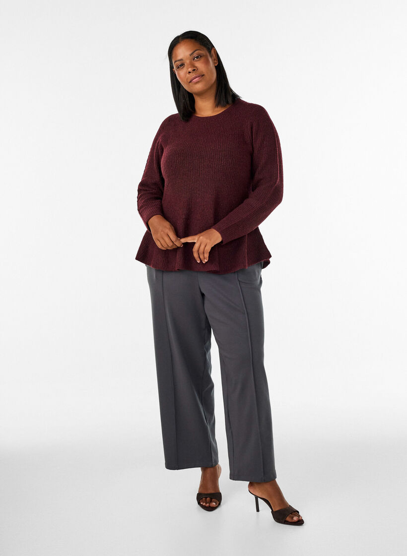 A-line knitted blouse, Red, Model image number 1