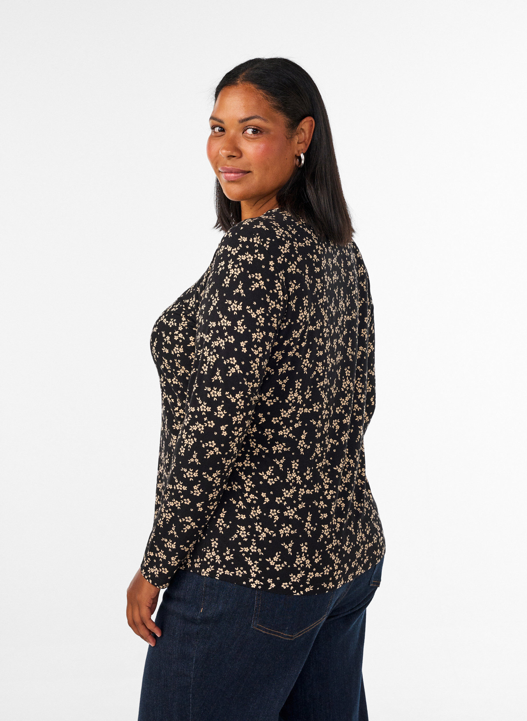 ZizzifashionLong-sleeved blouse, Black, Model image number 2