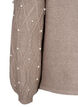 Knitted sweater with pattern and pearls, Desert Taupe Mel., Packshot image number 3