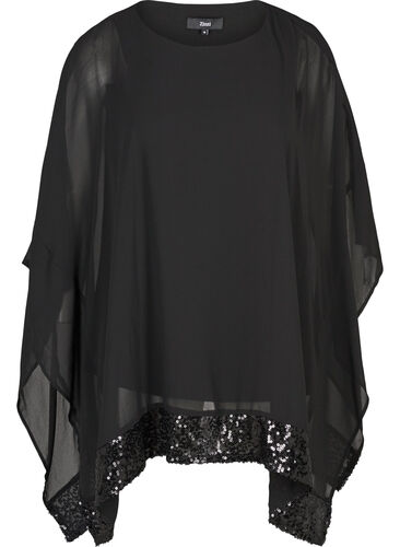 Tunic with sequins, Black, Packshot image number 0