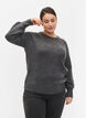 Knitted jumper with beads, Dark Grey Melange, Model image number 0