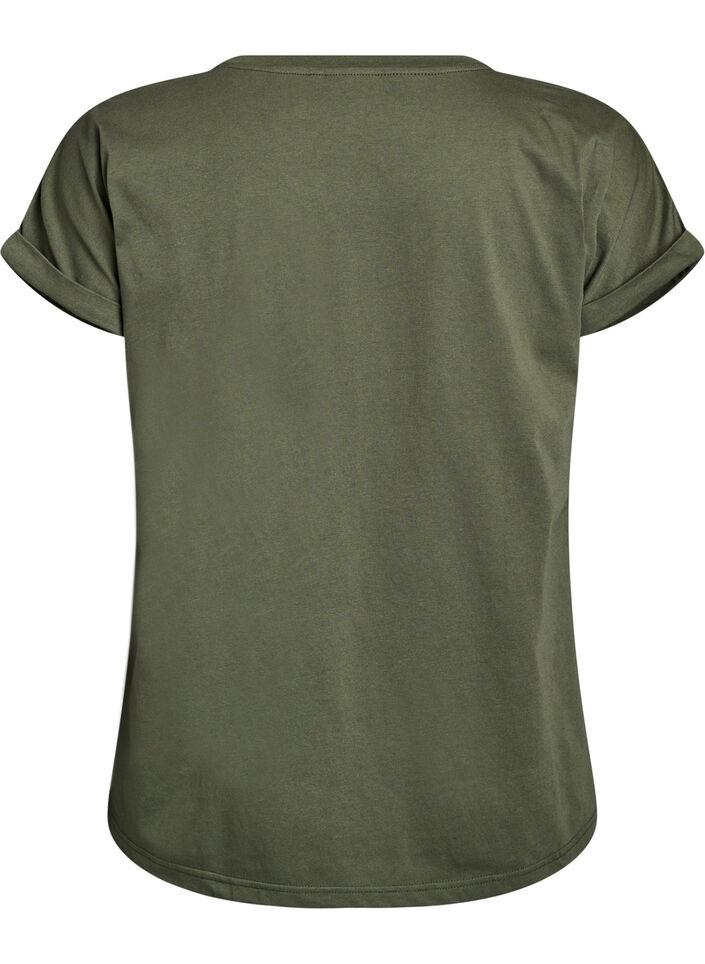 Short sleeve cotton blend T-shirt, Green, Packshot image number 1