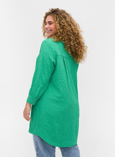 Tunic with cropped sleeves and crepe texture, Mint, Model image number 1
