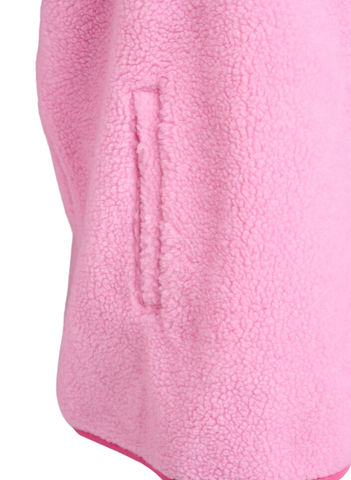 Teddy fleece vest with zip and contrast detail, Pink, Packshot image number 3