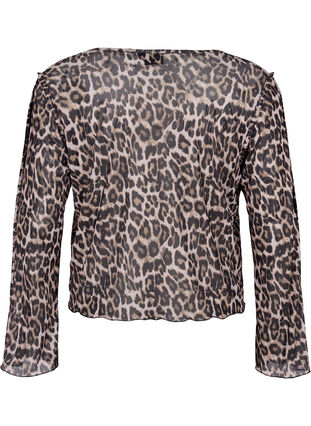 Long-sleeved mesh top with leopard print, Leo, Packshot image number 1