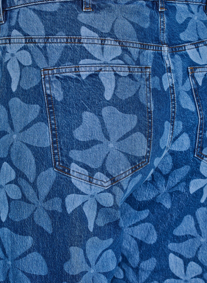 Myra jeans in floral denim with a wide fit, Blue, Packshot image number 3