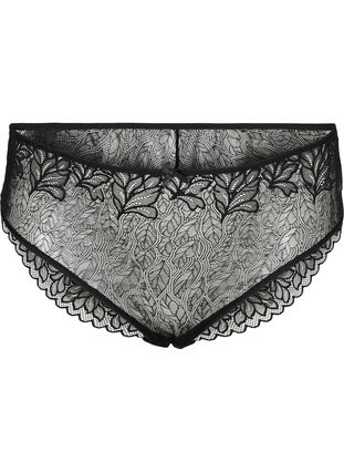 Lace knickers with regular waist height, Black, Packshot image number 0