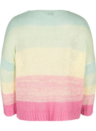 Short knitted cardigan with stripes, Pale Banana Comb, Packshot image number 1