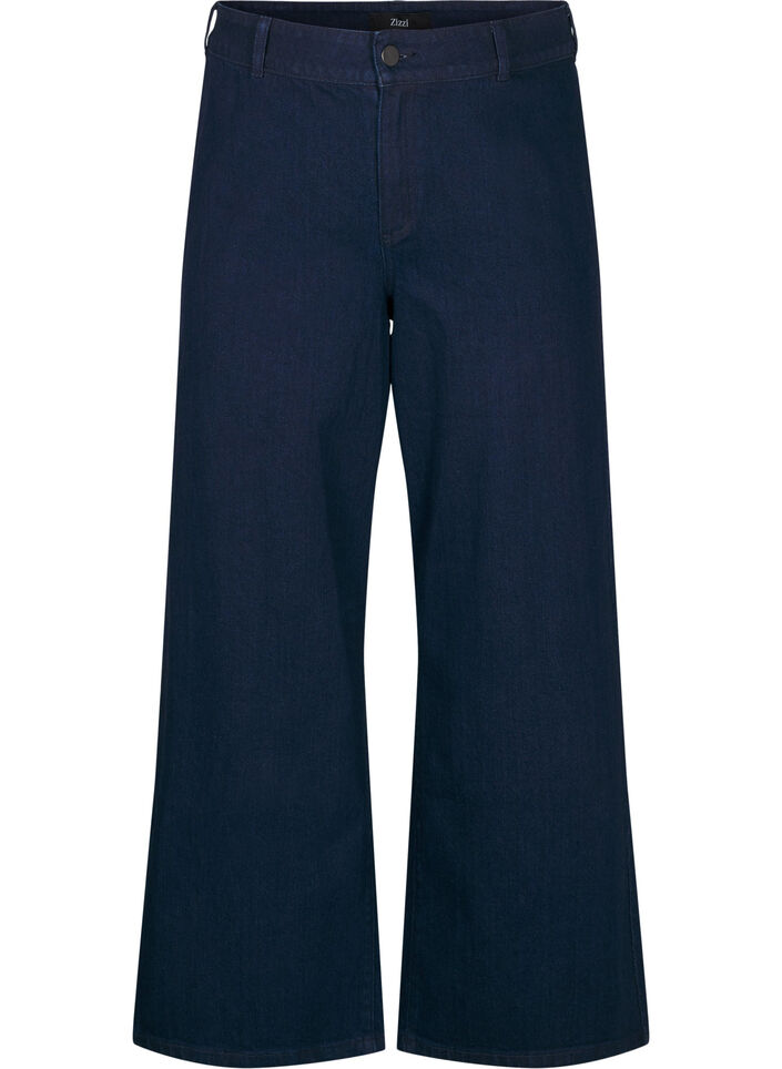 High-waisted wide leg jeans, Blue, Packshot image number 0