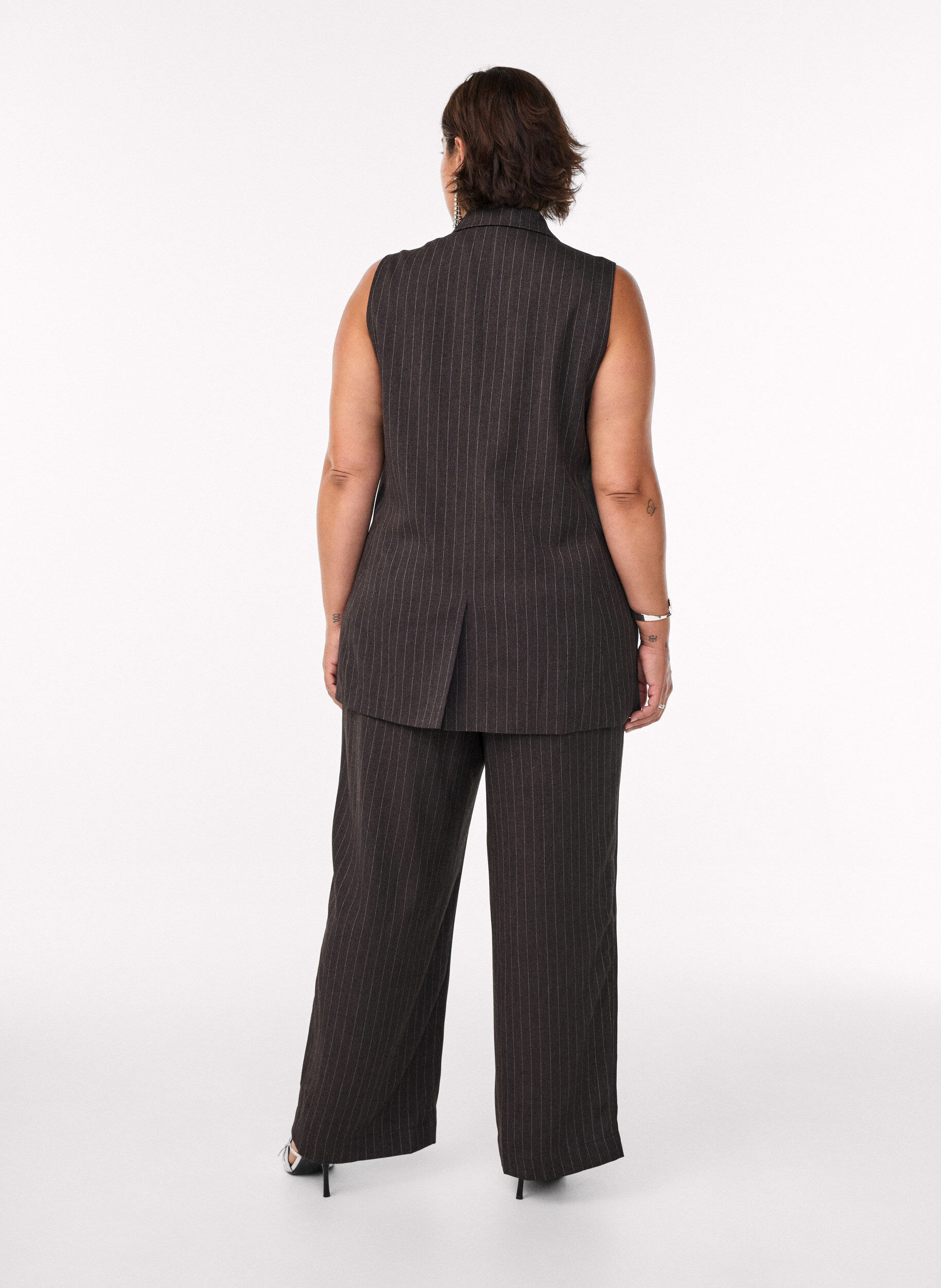 Zizzifashion Wide-leg trousers with a high waist, Brown, Model image number 1