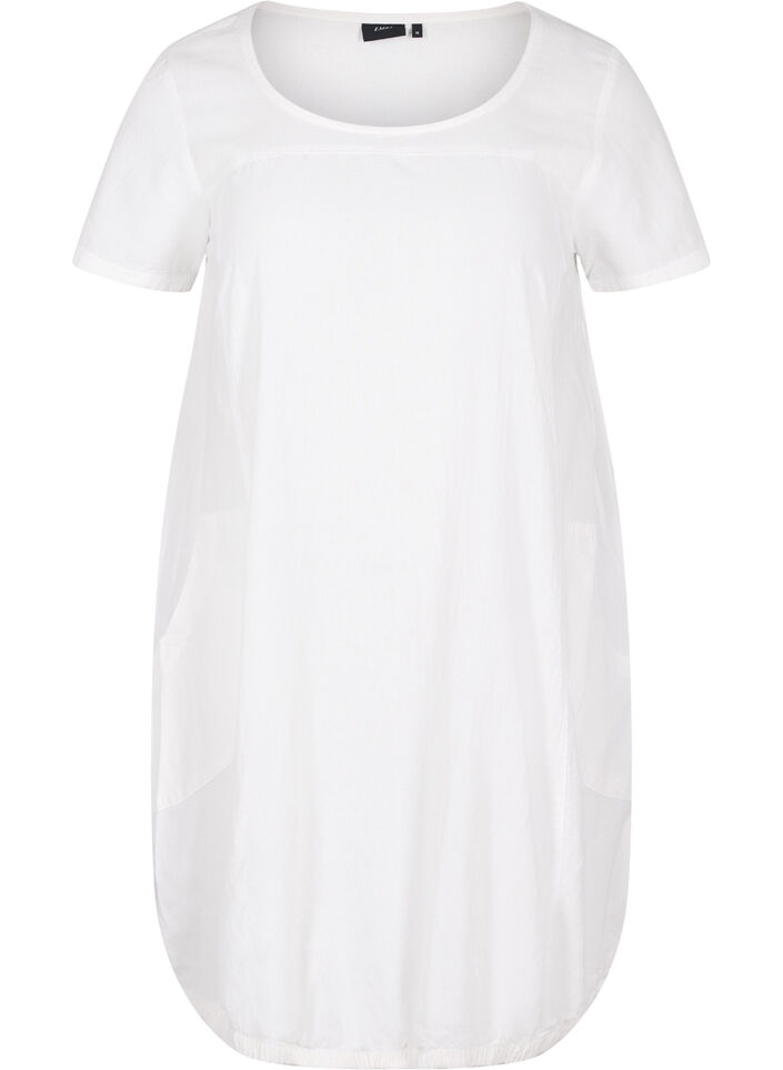 Short-sleeved cotton dress, White, Packshot image number 0