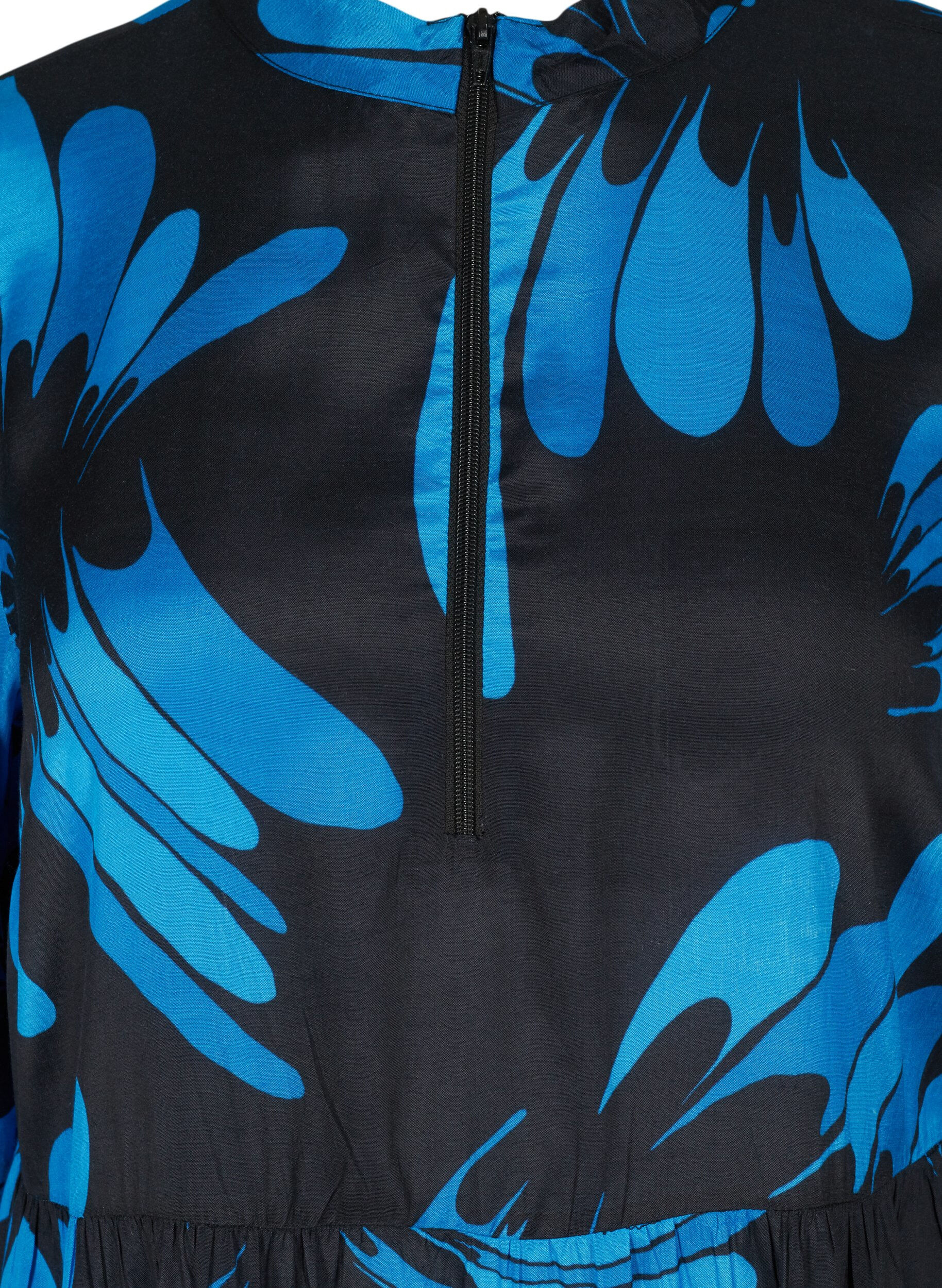 Zizzifashion Printed viscose tunic with zip, Dark Blue AOP, Packshot image number 2