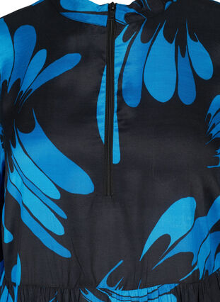 Printed viscose tunic with zip, Dark Blue AOP, Packshot image number 2