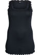 Tank top with lace trim and eyelet embroidery, Black, Packshot image number 0