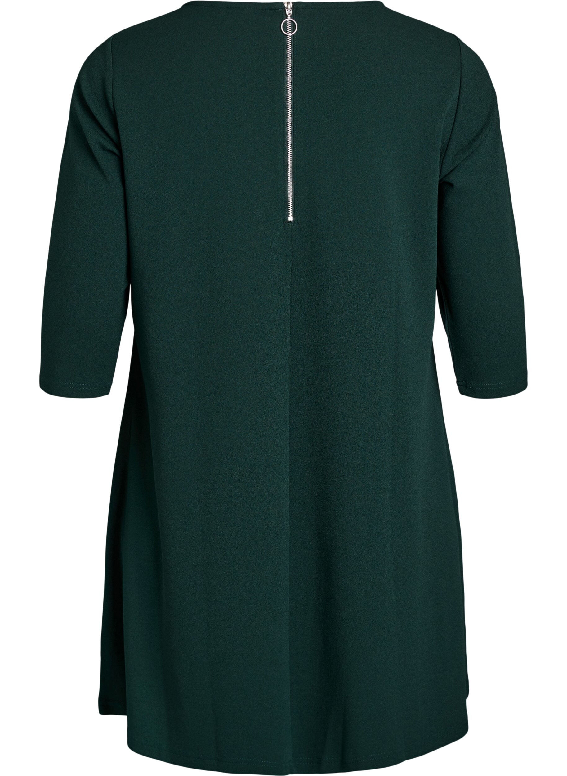 Zizzifashion FLASH - Short A-line dress with 3/4 sleeves, Green, Packshot image number 1