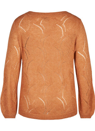 Pattern knitted top with wool, Amber Brown MEL, Packshot image number 1