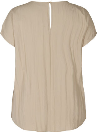 Short-sleeved viscose blouse with round neck, Light Taupe, Packshot image number 1