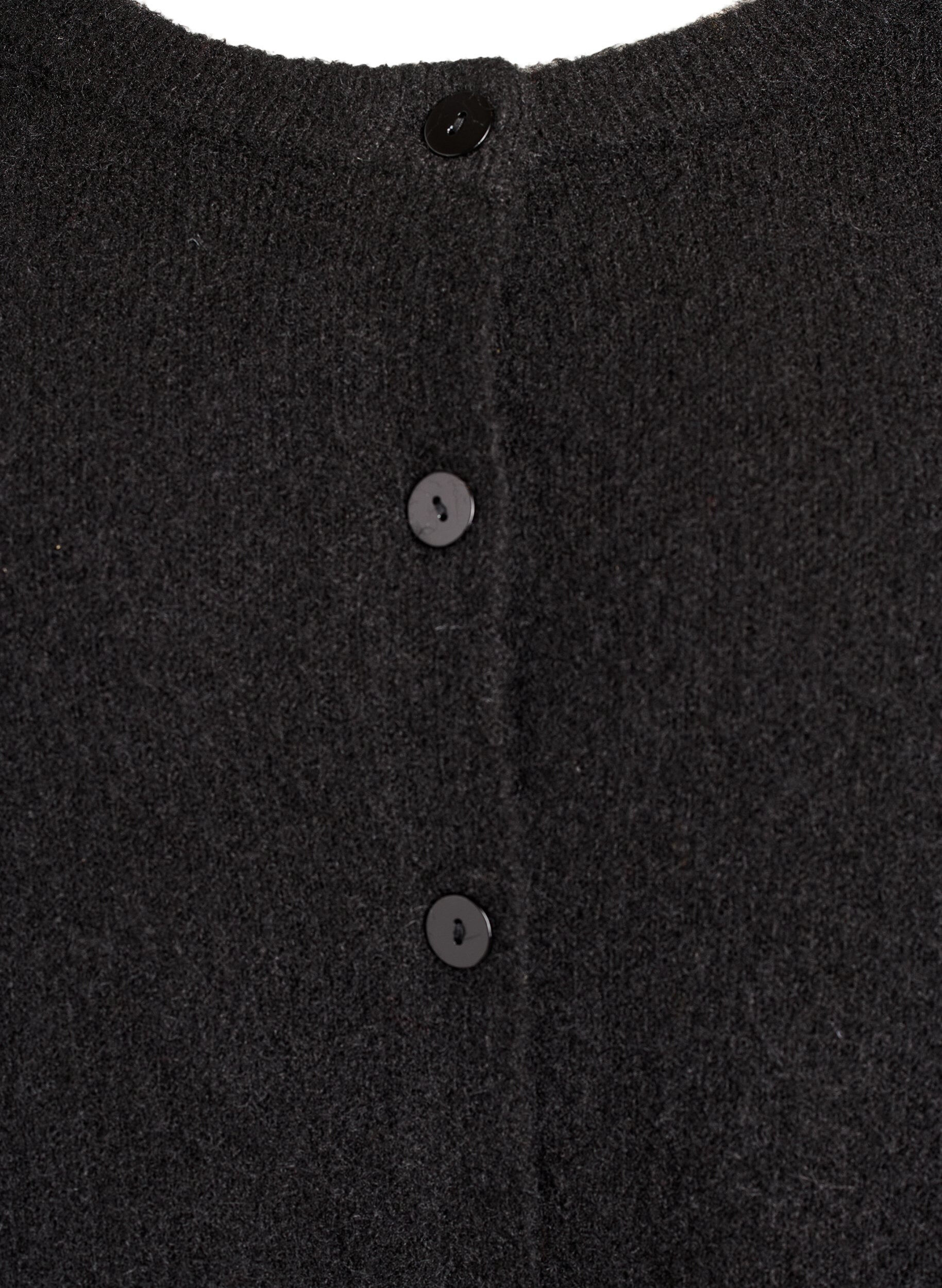 Zizzifashion Knit cardigan with wool and buttons, Black, Packshot image number 2