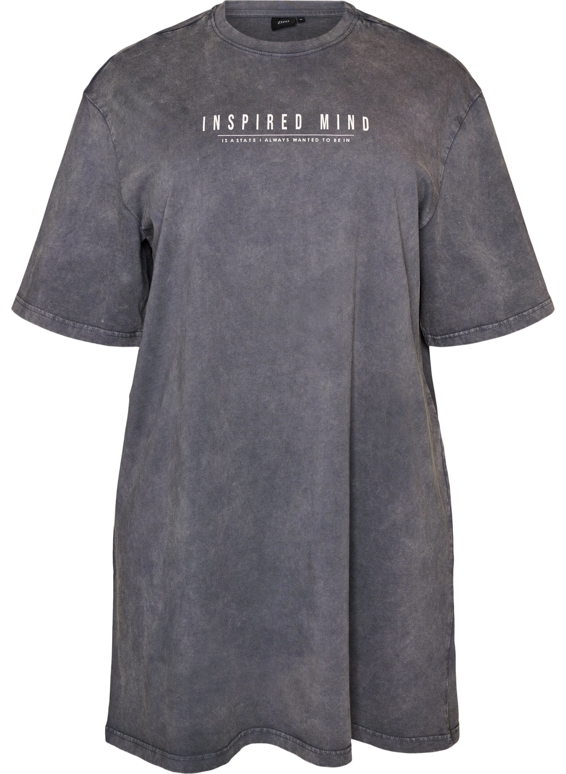 Zizzifashion Loose T-shirt dress with a washed look, Grey, Packshot image number 0