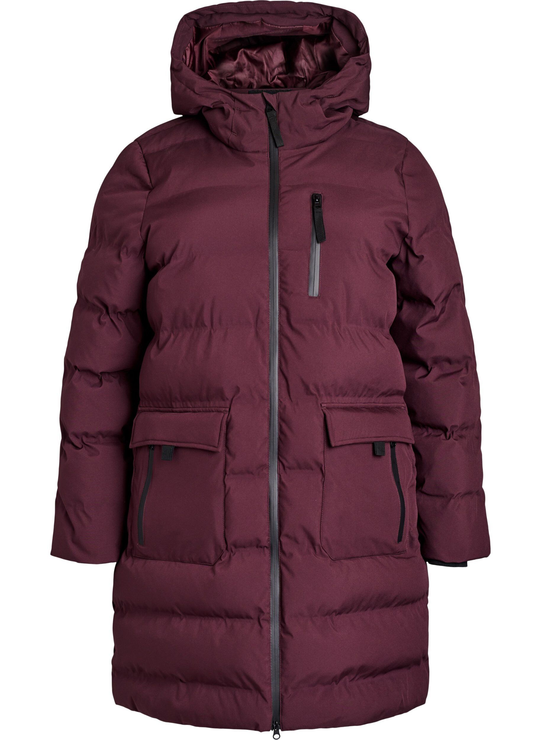 Puffer coat with hood and pockets