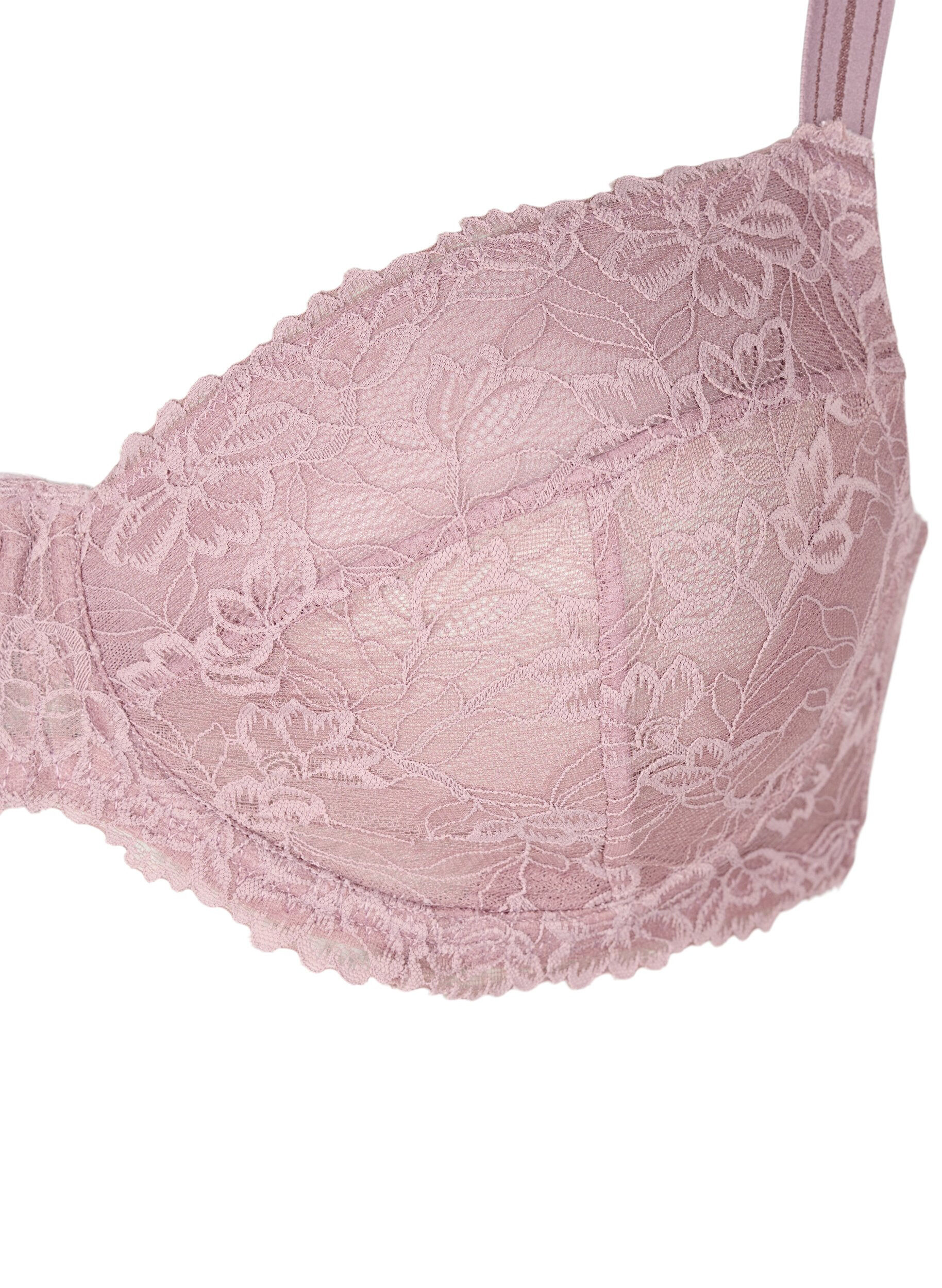 Zizzifashion Full cover bra in mesh with lace, Rose, Packshot image number 2