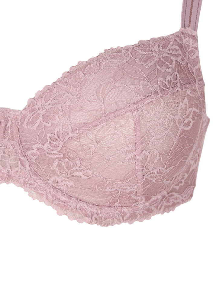 Full cover bra in mesh with lace, Rose, Packshot image number 2