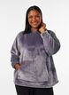Velour hoodie with kangaroo pocket, Grey, Model image number 0