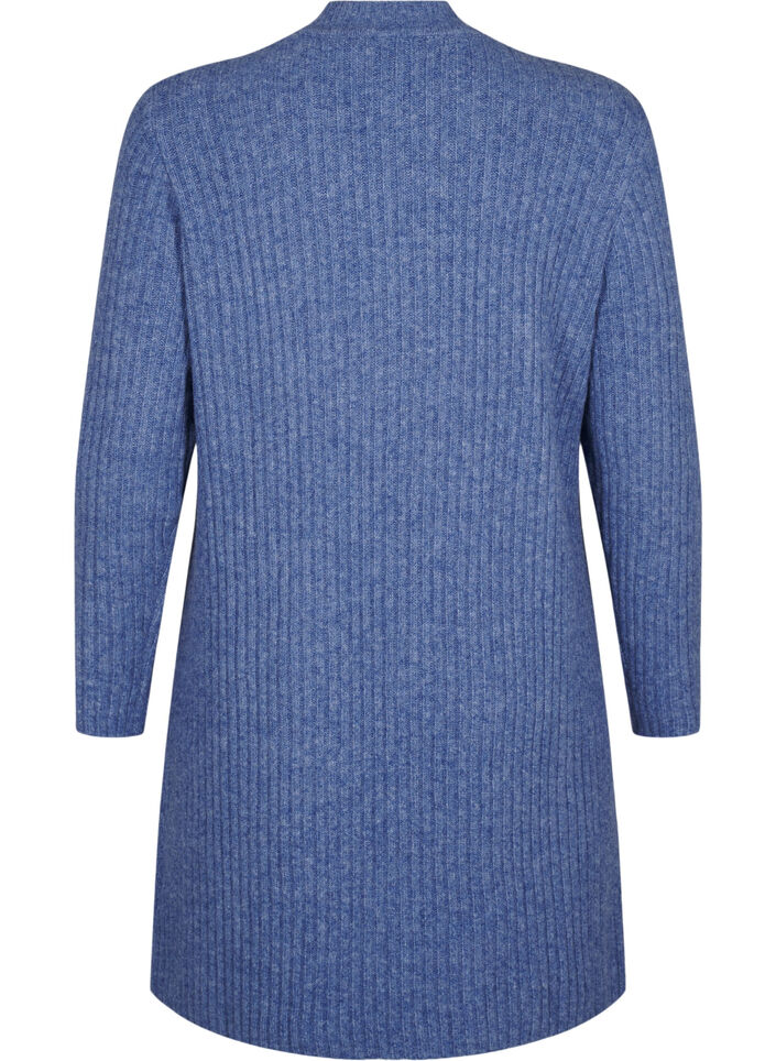 Short ribbed dress with a round neck, Grey Blue Mel., Packshot image number 1