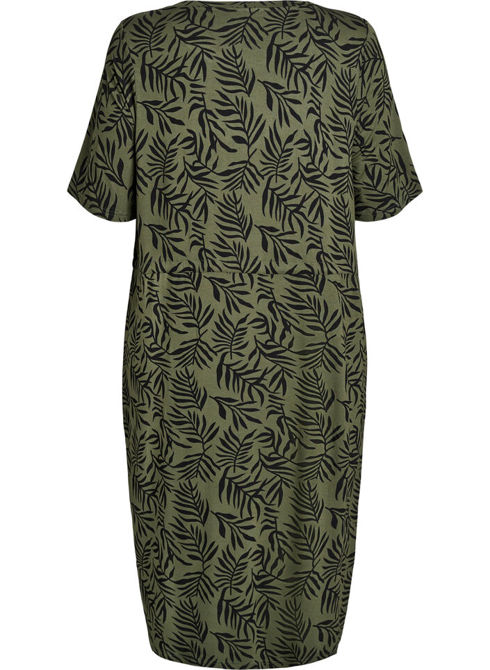 Midi-length jersey dress with tie belt at the waist, Green, Packshot image number 1