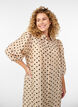 Midi shirt dress with polka dots and 3/4 sleeves, Beige, Model image number 2