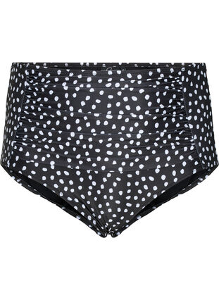Extra high-waisted bikini bottom with print, Black White Dot, Packshot image number 0