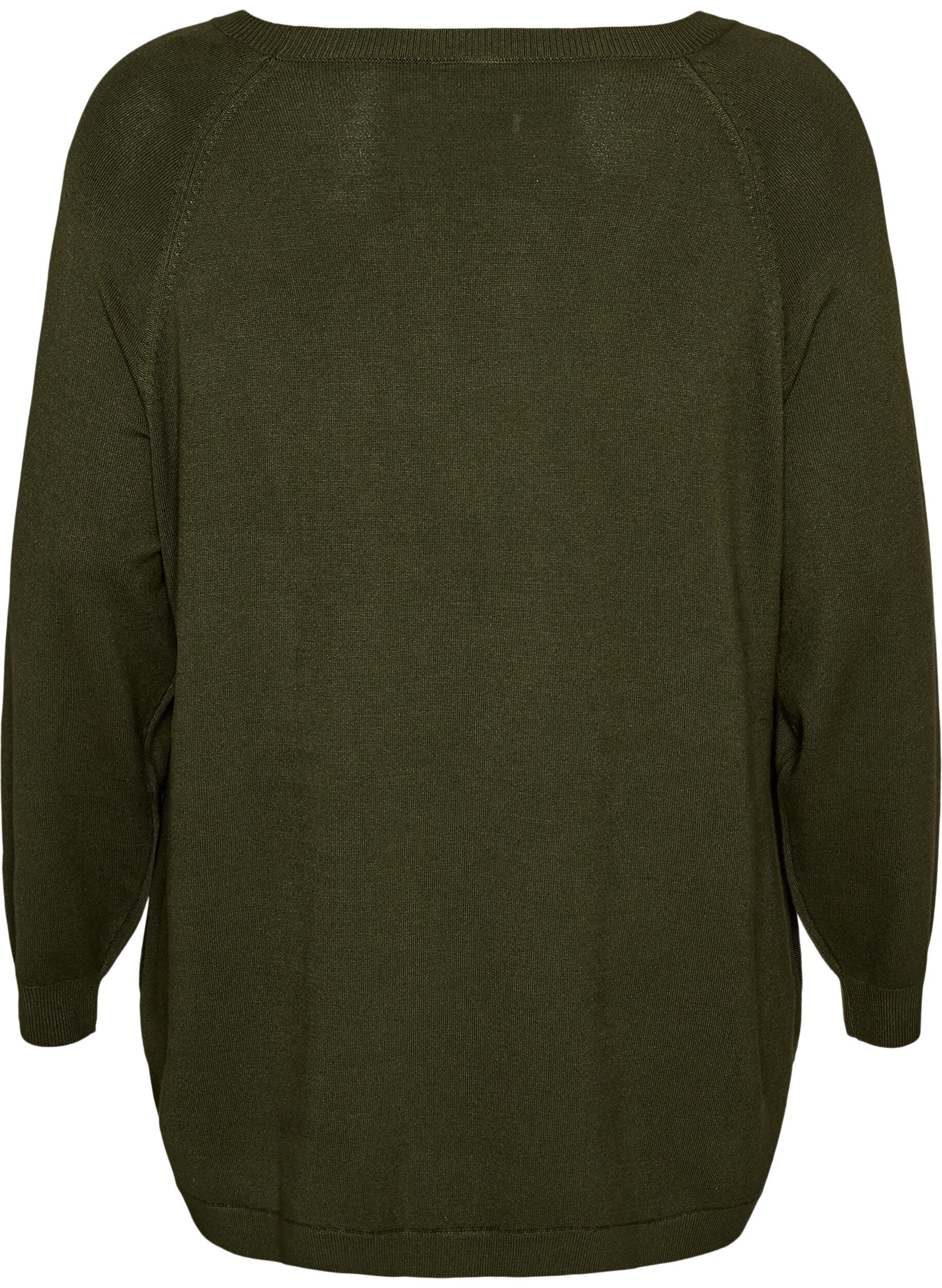 ZizzifashionKnitted blouse with side buttons, Green, Packshot image number 1