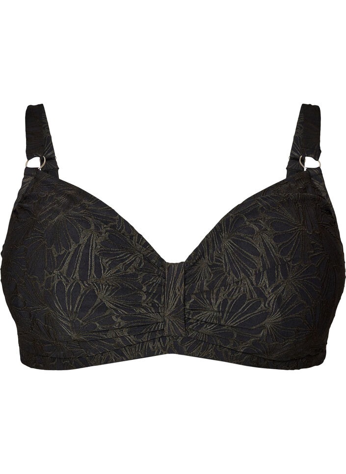 Underwired bikini top with a textured pattern, Dark Grey, Packshot image number 0