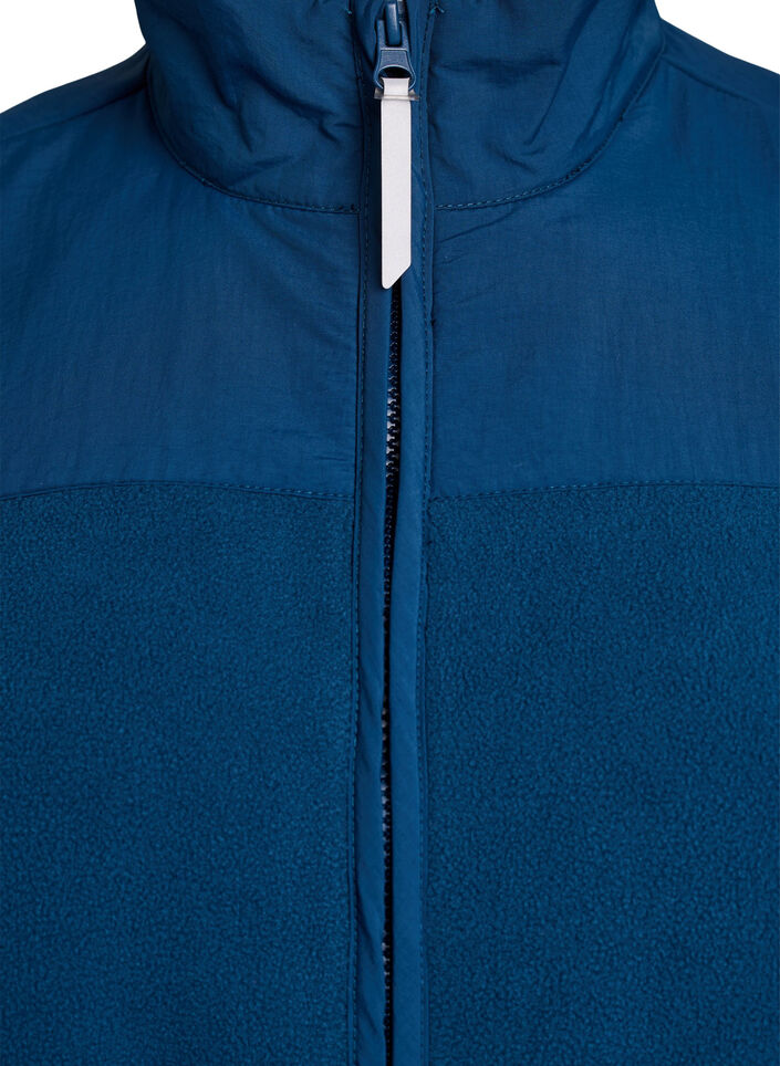 Fleece vest with high collar and pockets, Blue, Packshot image number 2