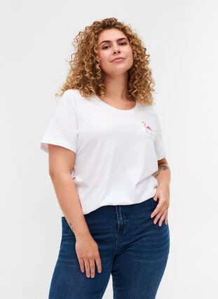 T-shirt with print, White Flamingo, Model image number 0