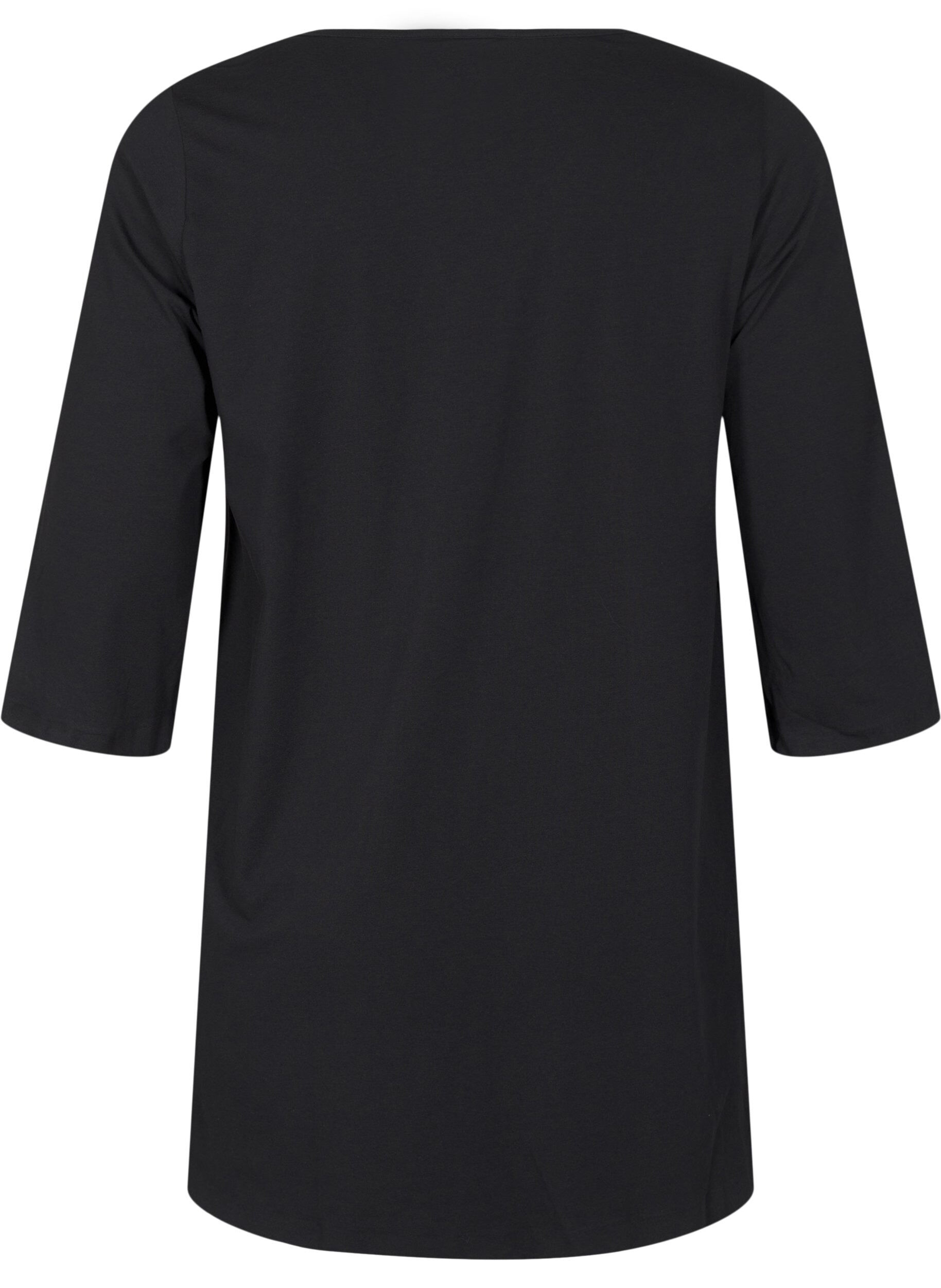Zizzifashion A-shape tunic with 3/4 sleeves, Black, Packshot image number 1