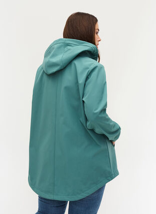 Softshell jacket with detachable hood, Sagebrush Green, Model image number 1