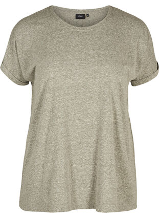 Marled cotton t-shirt, Green Mélange, Packshot image number 0