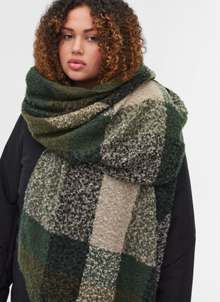 Checkered scarf, Green, Model image number 0